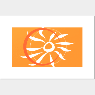 Circular sun symbol in orange tones Posters and Art